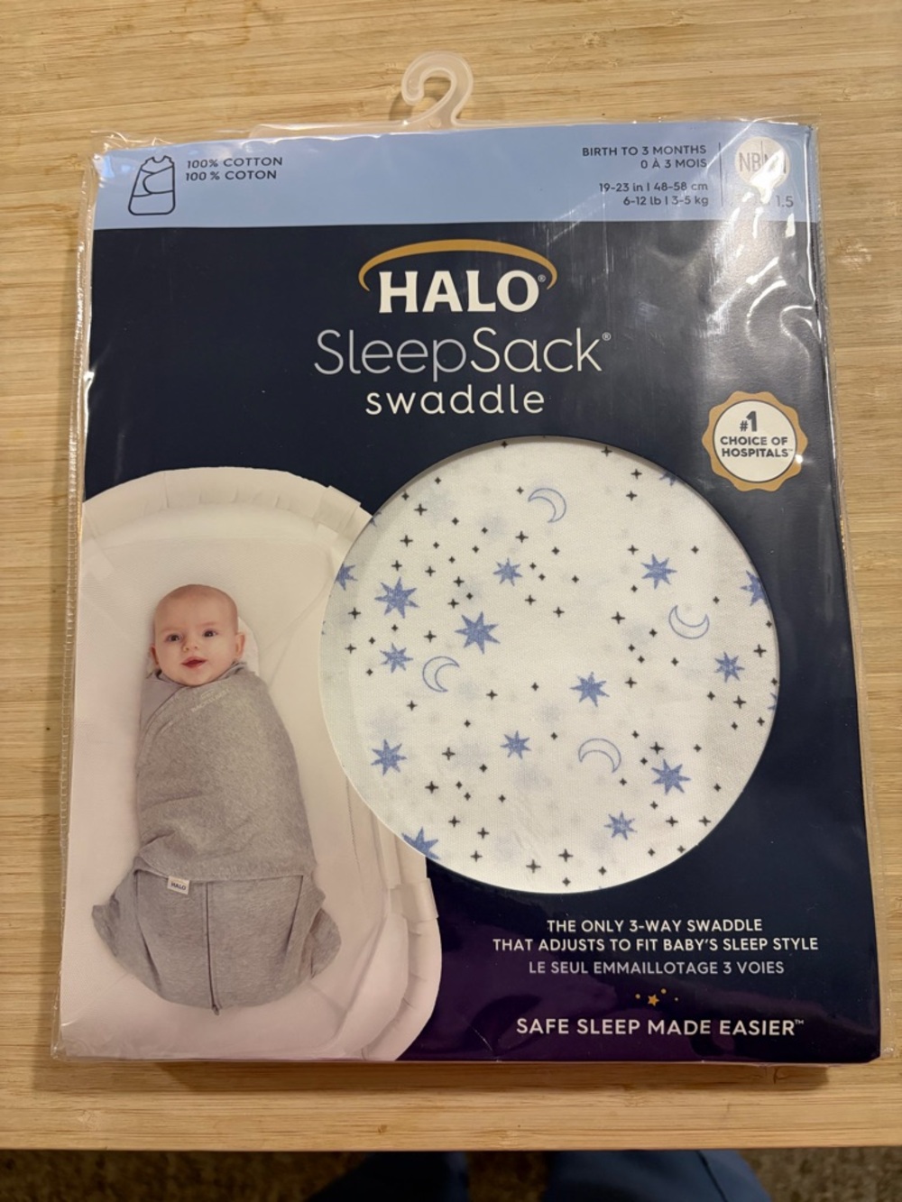 Halo SleepSack Swaddle - White with Blue Accents